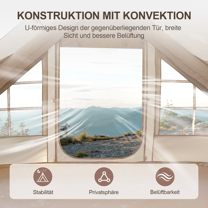 Sonnewelt Aufblasbares Campingzelt mit Dachfenster 6.3㎡