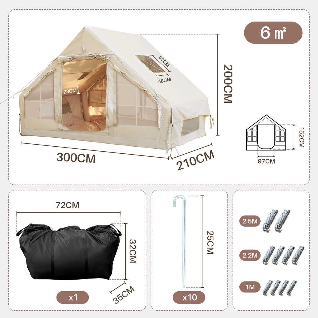 Sonnewelt Aufblasbares Campingzelt mit Dachfenster 6.3㎡