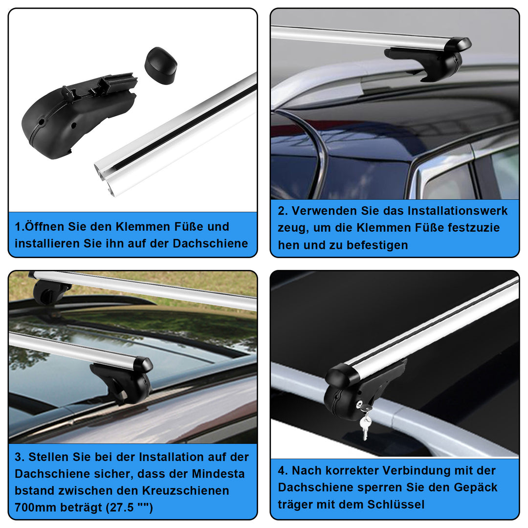 Sonnewelt Roof Rack Railing Rack Universal Aluminum 150kg