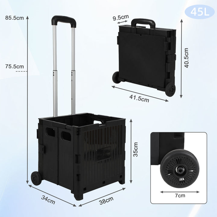 Sonnewelt Klappbarer Einkaufswagen 45L/50L mit Deckel