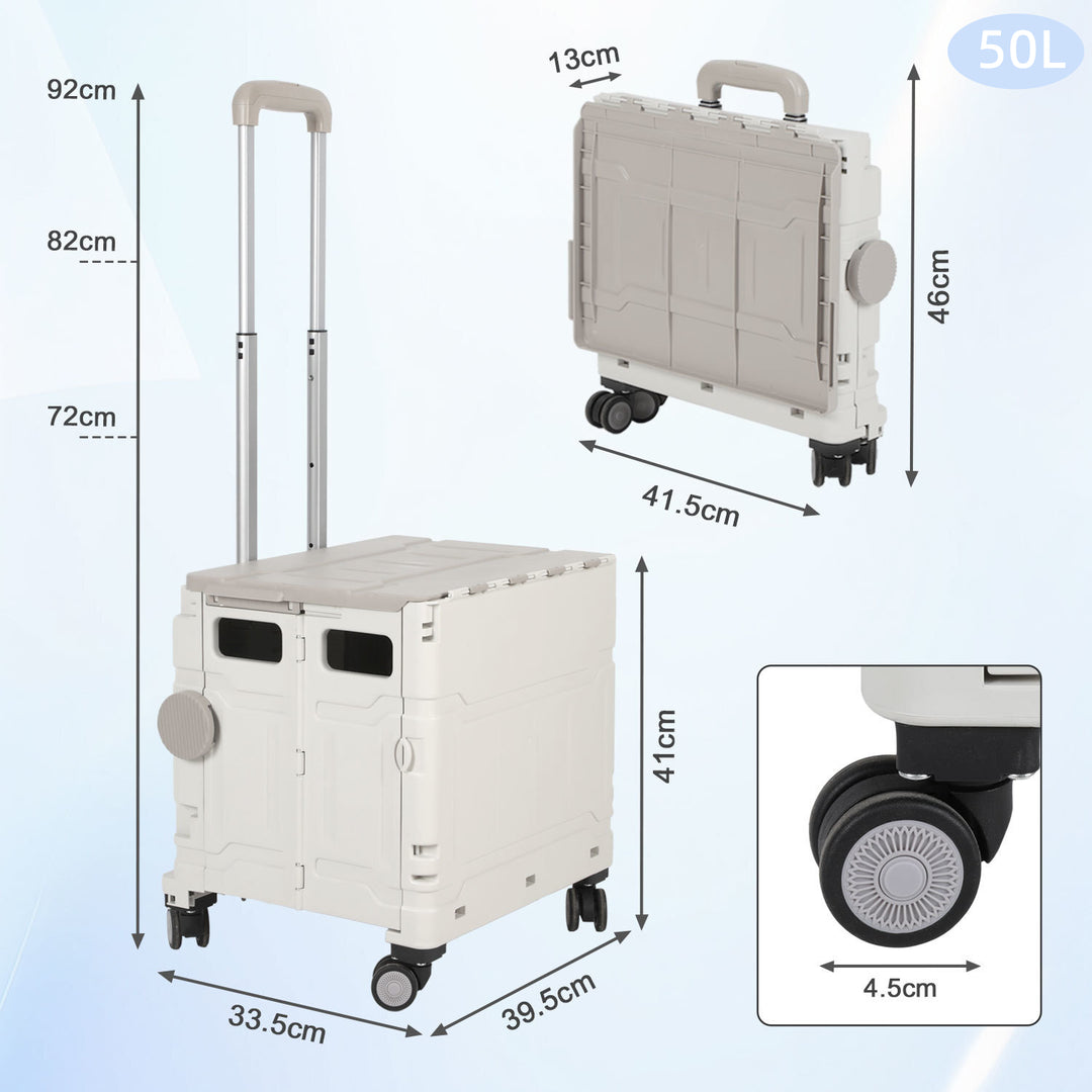 Sonnewelt Klappbarer Einkaufswagen 45L/50L mit Deckel