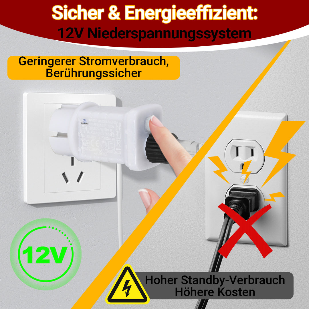 Sonnewelt Eiszapfen Eisregen Lichterkette mit Fernbedienung 10m/15m