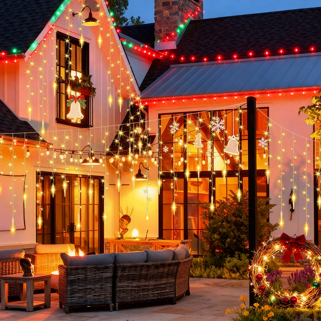 Sonnewelt Eiszapfen Eisregen Lichterkette mit Fernbedienung 10m/15m