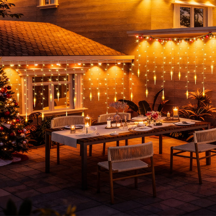 Sonnewelt Eiszapfen Eisregen Lichterkette mit Fernbedienung 10m/15m