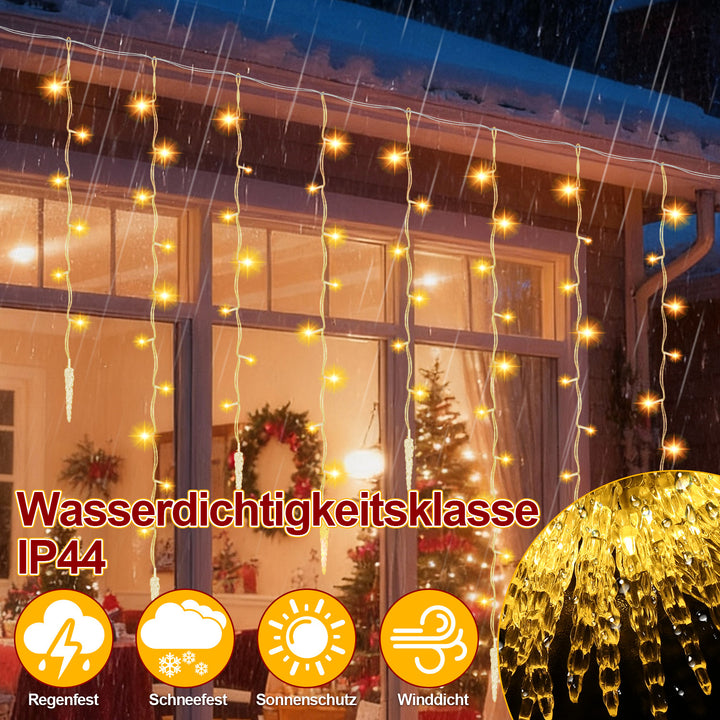 Sonnewelt Eiszapfen Eisregen Lichterkette mit Fernbedienung 10m/15m