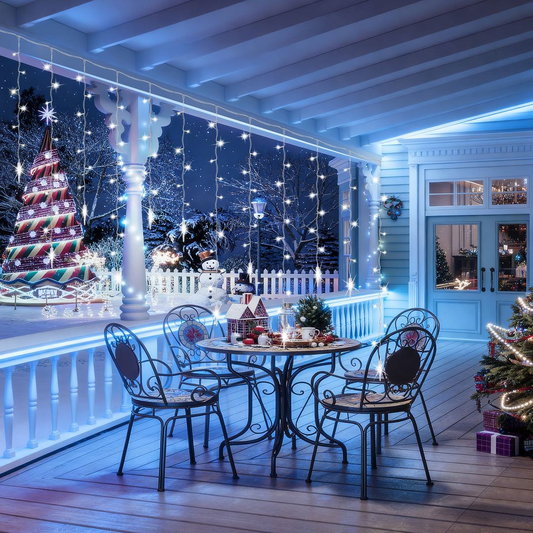 Sonnewelt Eiszapfen Eisregen Lichterkette mit Fernbedienung 10m/15m