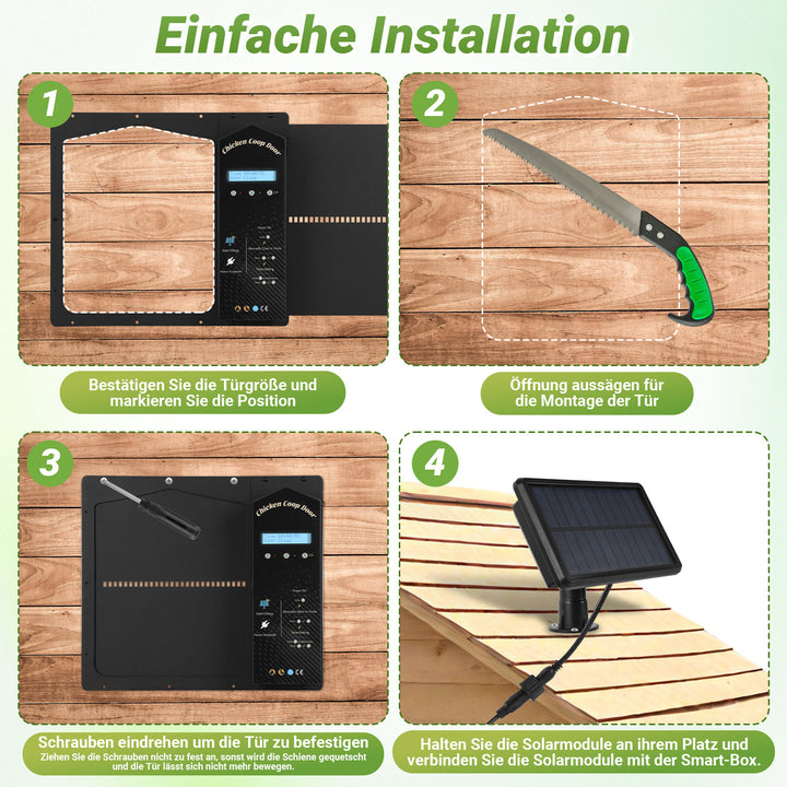 Sonnewelt Automatische Hühnerklappe Solar mit Lichtsensor Fernbedienung