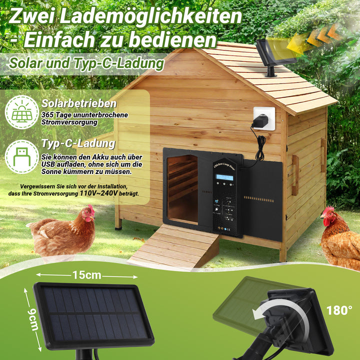 Sonnewelt Automatische Hühnerklappe Solar mit Lichtsensor Fernbedienung