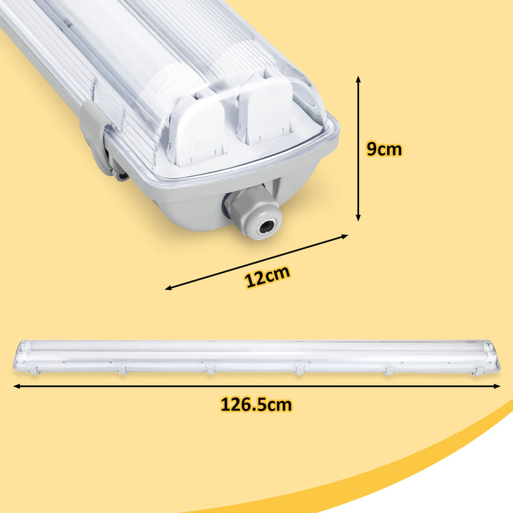 Sonnewelt LED Feuchtraumleuchte 2x 18W 120 cm T8 Neutralweiß/Kaltweiß(Grau Basis)