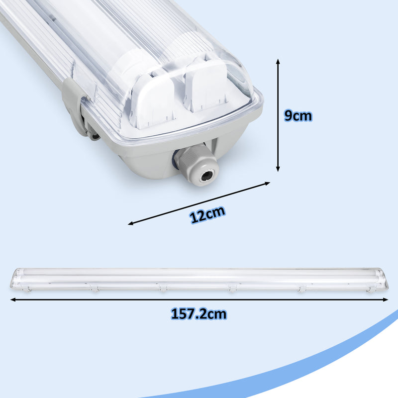 Sonnewelt LED Feuchtraumleuchte 2x 24W 150 cm T8 Kaltweiß/Neutralweiß(Grau Basis)