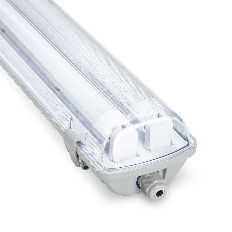 Sonnewelt LED Feuchtraumleuchte 2x 24W 150 cm T8 Kaltweiß/Neutralweiß(Grau Basis)