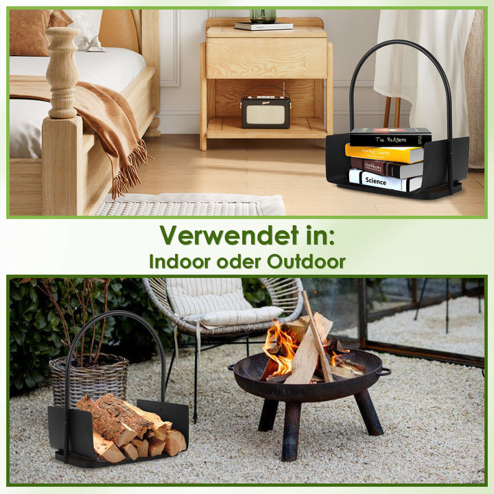 Sonnewelt Firewood Rack Firewood Basket with Handle Portable