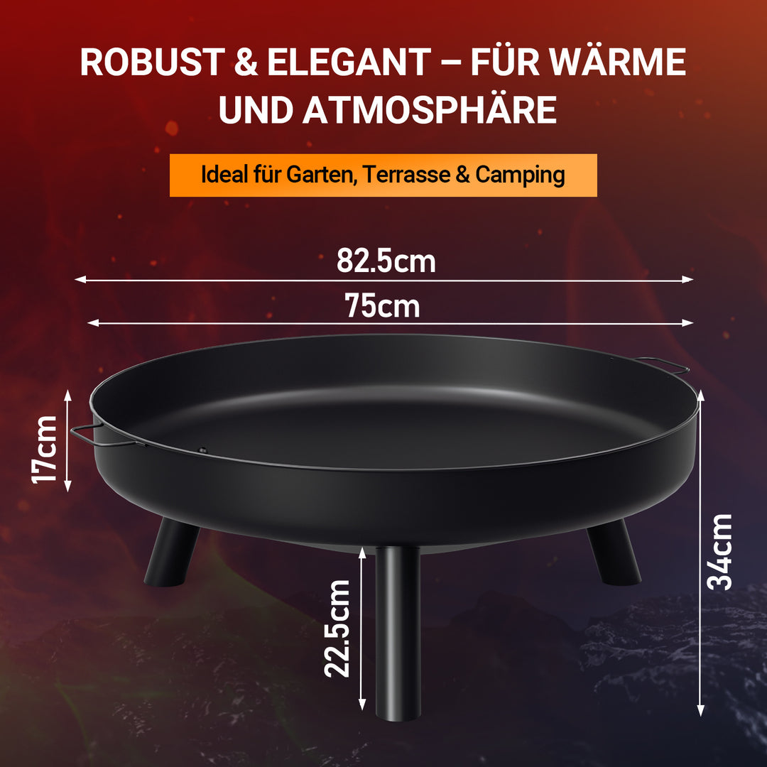 Sonnewelt Feuerschale Φ82,5cm Feuerstelle mit Griffen