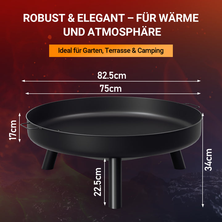Sonnewelt Feuerschale Φ82,5cm Feuerstelle mit Griffen