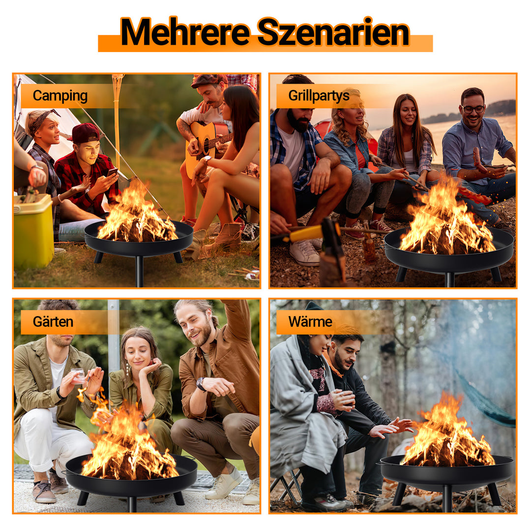 Sonnewelt Feuerschale Φ82,5cm Feuerstelle mit Griffen