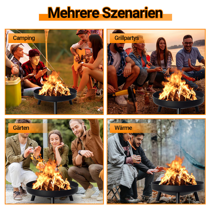 Sonnewelt Feuerschale Φ82,5cm Feuerstelle mit Griffen