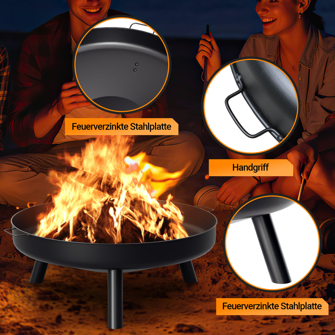 Sonnewelt Feuerschale Φ82,5cm Feuerstelle mit Griffen