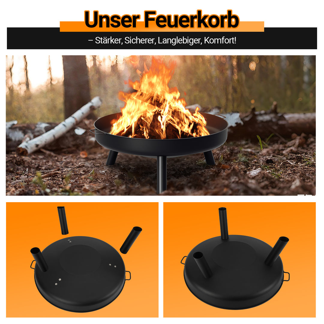 Sonnewelt Feuerschale Φ82,5cm Feuerstelle mit Griffen