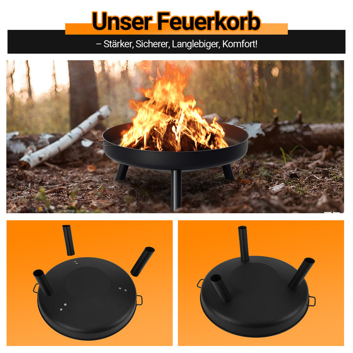 Sonnewelt Feuerschale Φ82,5cm Feuerstelle mit Griffen