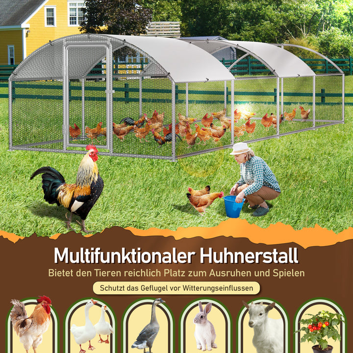 Sonnewelt Hühnerstall Freilaufgehege Kuppeldach Verzinktem Stahl 3x8x2m