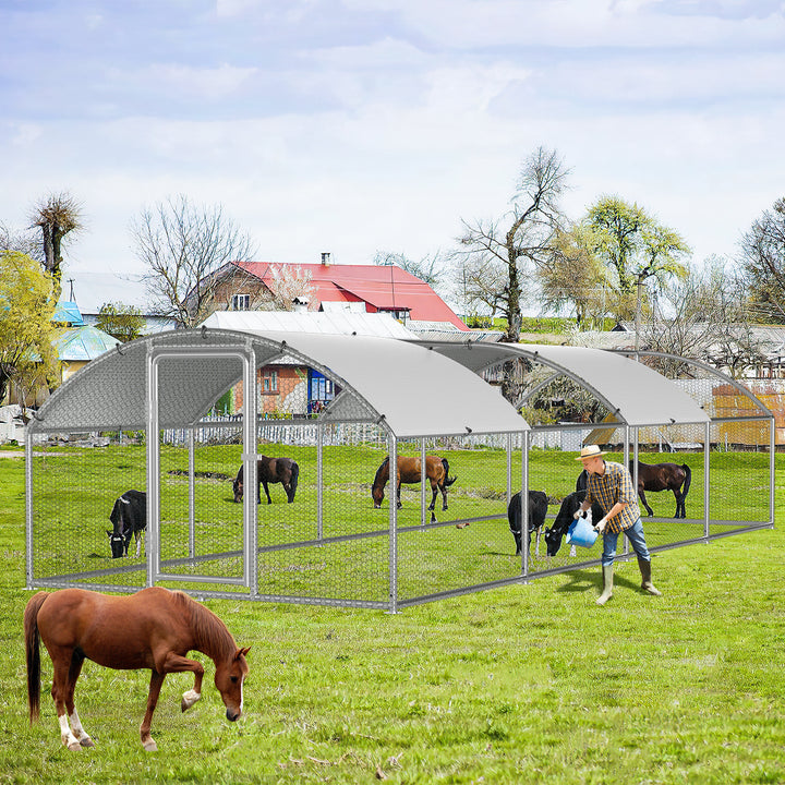 Sonnewelt Hühnerstall Freilaufgehege Kuppeldach Verzinktem Stahl 3x8x2m