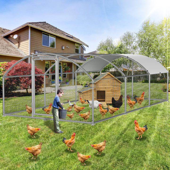 Sonnewelt Hühnerstall Freilaufgehege Kuppeldach Verzinktem Stahl 3x6x2m