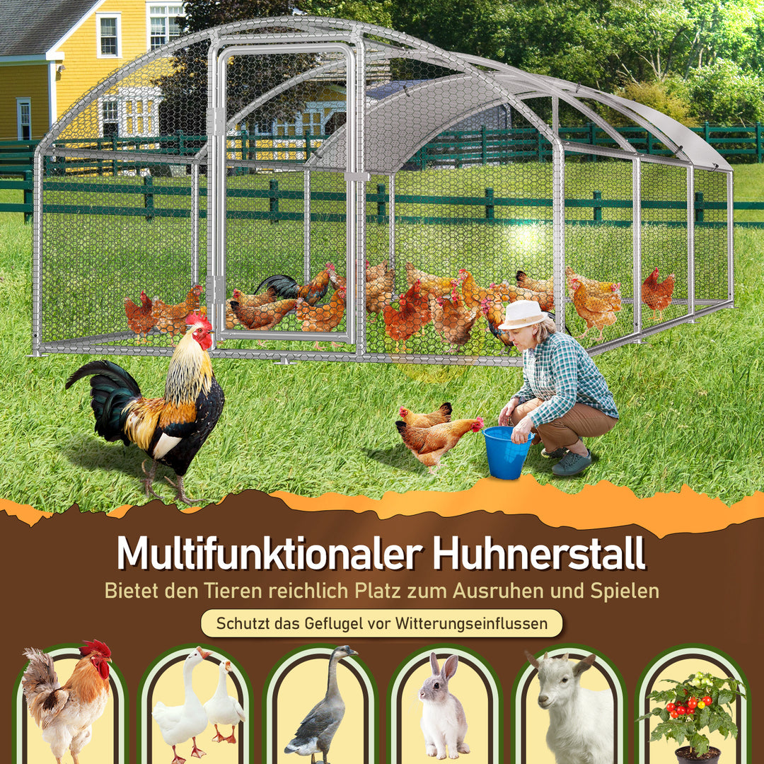 Sonnewelt Hühnerstall Freilaufgehege Kuppeldach Verzinktem Stahl 3x6x2m