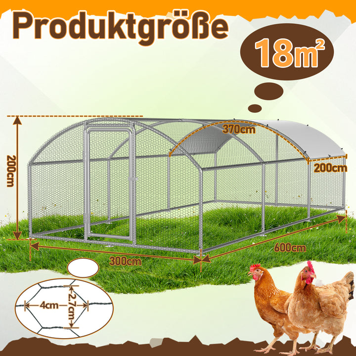 Sonnewelt Hühnerstall Freilaufgehege Kuppeldach Verzinktem Stahl 3x6x2m