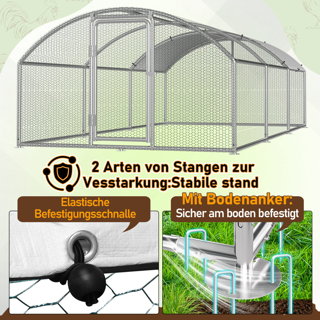 Sonnewelt Hühnerstall Freilaufgehege Kuppeldach Verzinktem Stahl 3x6x2m