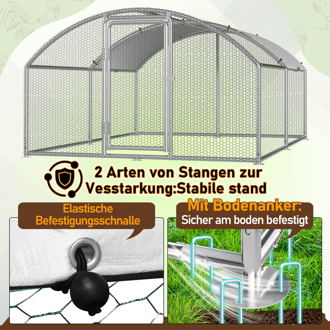 Sonnewelt Hühnerstall Freilaufgehege Kuppeldach Verzinktem Stahl 3x4x2m