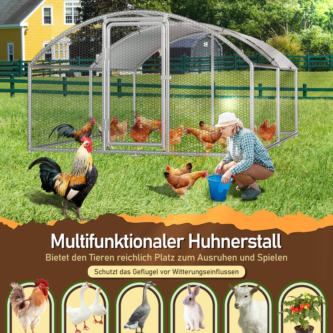 Sonnewelt Hühnerstall Freilaufgehege Kuppeldach Verzinktem Stahl 3x4x2m