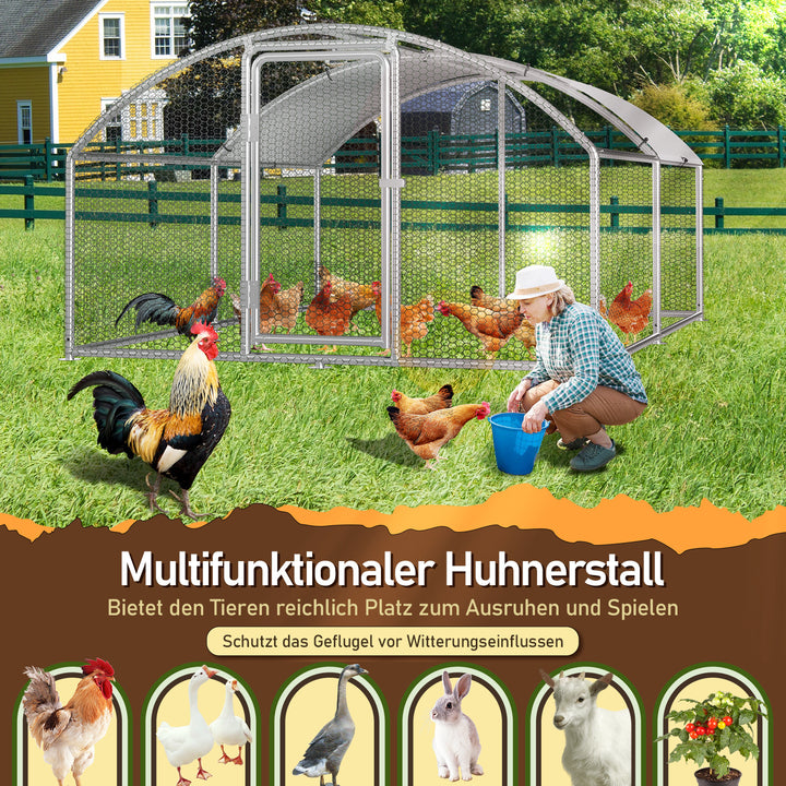 Sonnewelt Hühnerstall Freilaufgehege Kuppeldach Verzinktem Stahl 3x4x2m