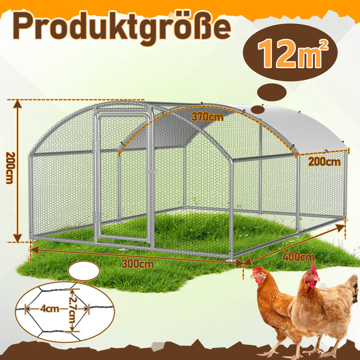 Sonnewelt Hühnerstall Freilaufgehege Kuppeldach Verzinktem Stahl 3x4x2m