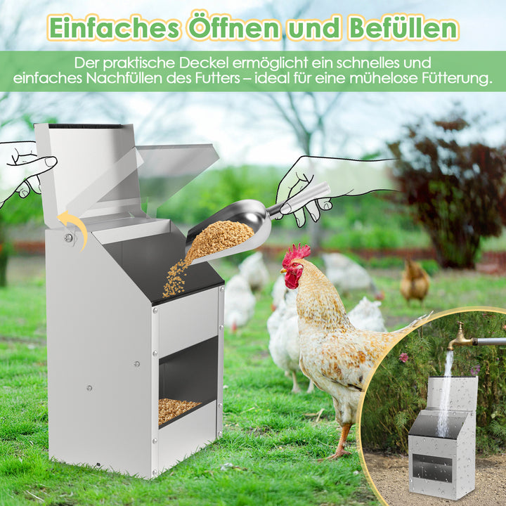 Sonnewelt Futterautomat Futterspender Edelstahl 5/15kg
