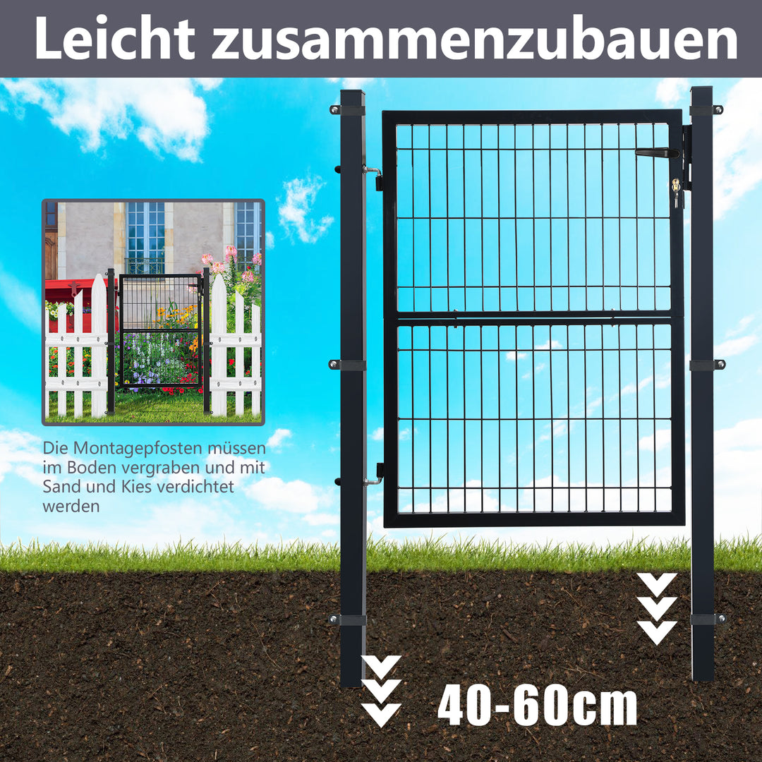 Sonnewelt Gartentor Gartentür Anthrazit Inkl. Schloss(Verschiedene Griffe)