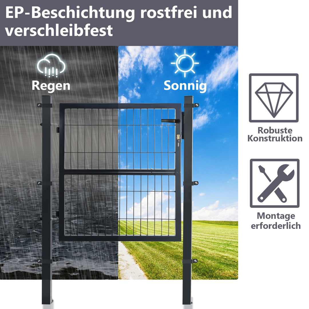 Sonnewelt Gartentor Gartentür Anthrazit Inkl. Schloss(Verschiedene Griffe)