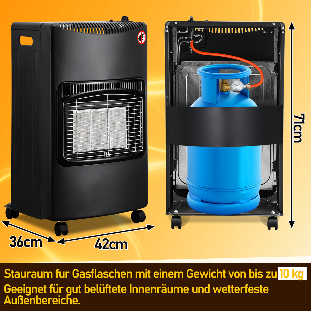 Sonnewelt Gasheizofen Gasheizer Keramik 4,2 KW mit Gasdruckregler und Adapter