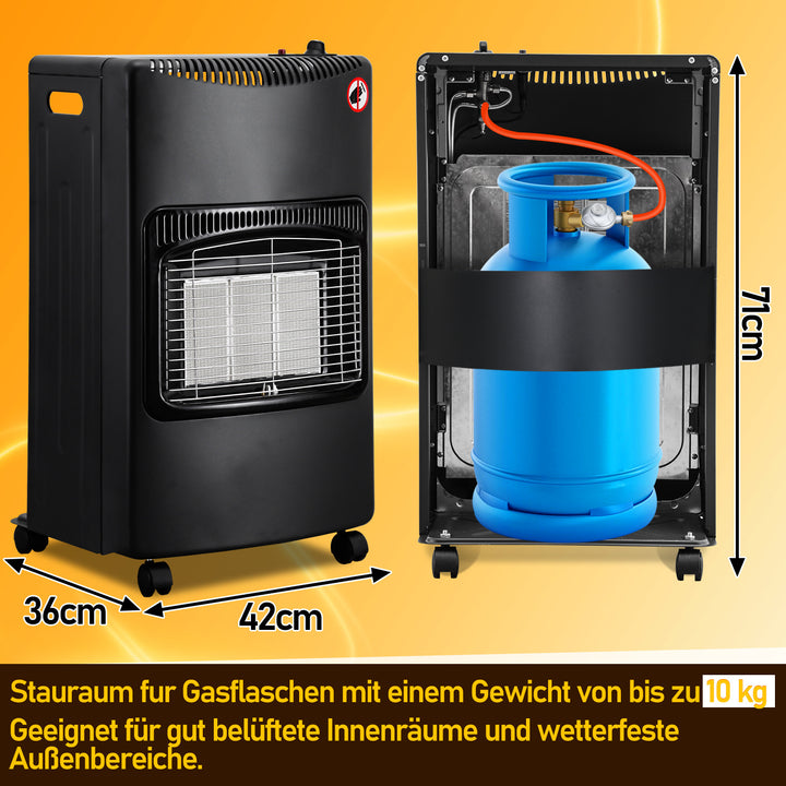Sonnewelt Gasheizofen Gasheizer Keramik 4,2 KW mit Gasdruckregler und Adapter