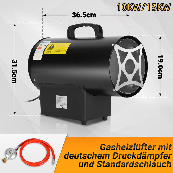 Sonnewelt Gasheizgebläse Gasheizer inkl. Verbindungschlauch 10/15/30kW