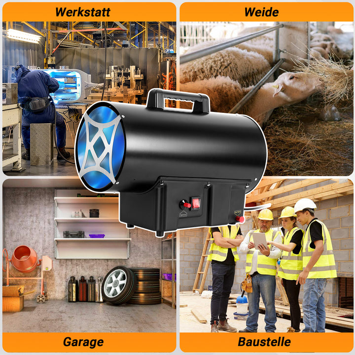 Sonnewelt Gasheizgebläse Gasheizer inkl. Verbindungschlauch 10/15/30kW