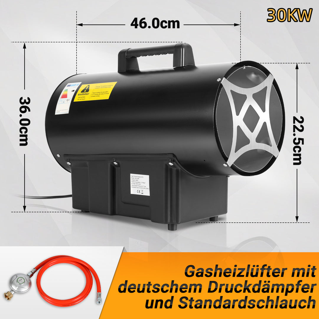 Sonnewelt Gasheizgebläse Gasheizer inkl. Verbindungschlauch 10/15/30kW
