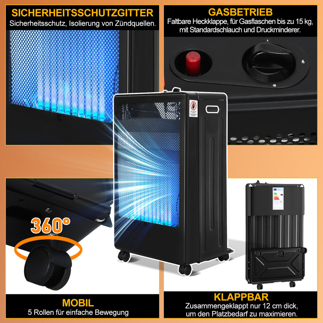 Sonnewelt Gasheizung 3800W Gasheizer für Gasflaschen Faltbarer mit EU Adapter