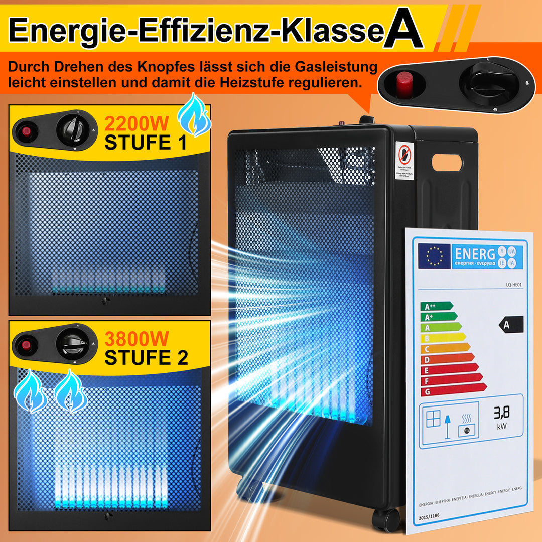 Sonnewelt Gasheizung 3800W Gasheizer für Gasflaschen Faltbarer mit EU Adapter