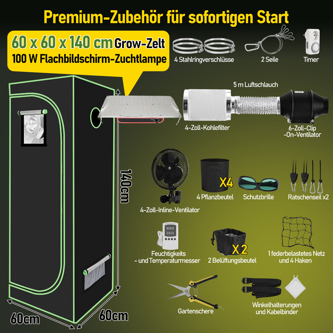 Sonnewelt Growbox Gewächshaus Komplettset Vollspektrum