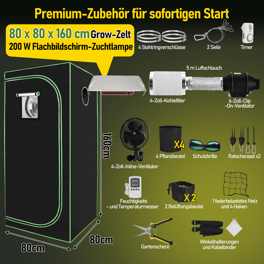 Sonnewelt Growbox Gewächshaus Komplettset Vollspektrum