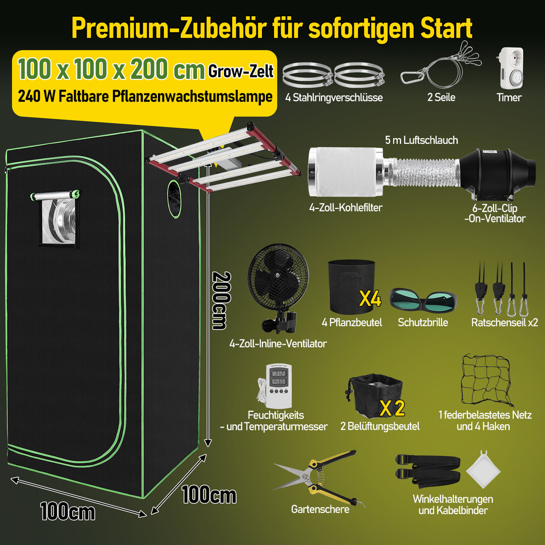Sonnewelt Growbox Gewächshaus Komplettset Vollspektrum