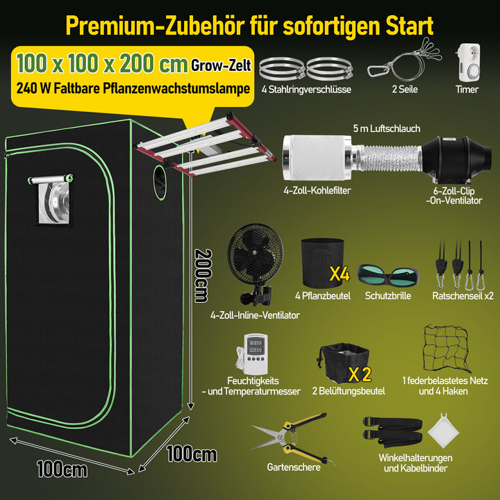 Sonnewelt Growbox Gewächshaus Komplettset Vollspektrum