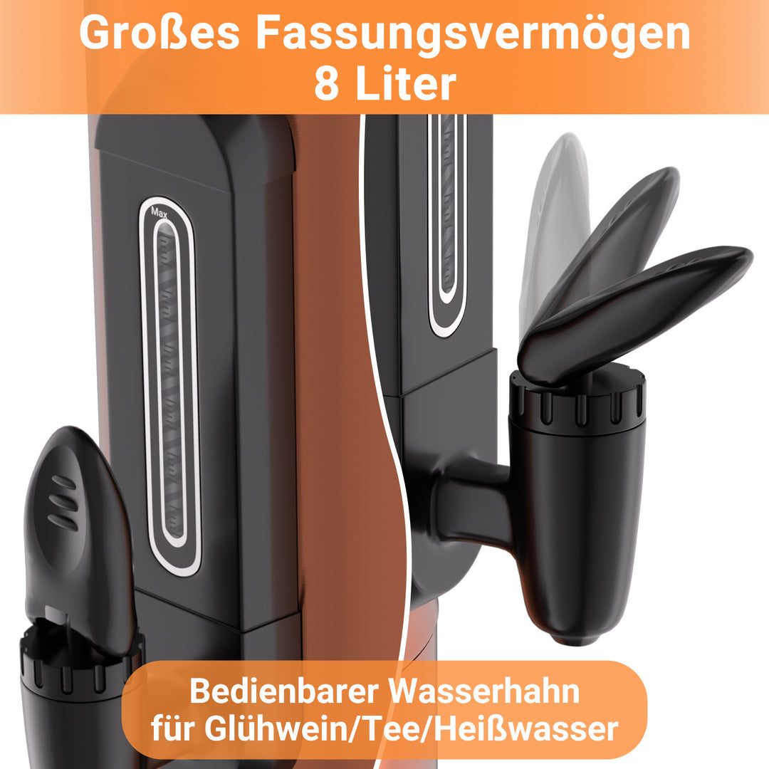 Sonnewelt 8 L Glühweinkocher Glühweinkessel inkl. 10 Tassen, Kupferfarbe