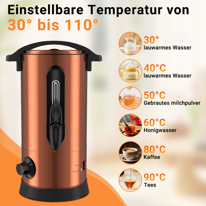 Sonnewelt 8 L Glühweinkocher Glühweinkessel inkl. 10 Tassen, Kupferfarbe