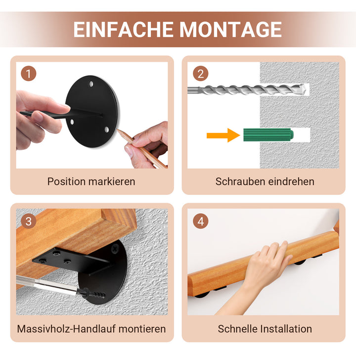 Sonnewelt Handlauf Treppengeländer Kiefernholz Halbrunde Wood